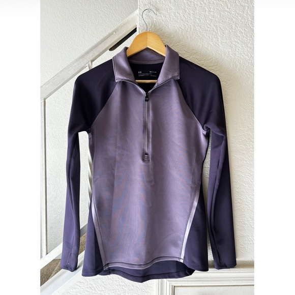Under Armour Women’s Fitted Coldgear Colorblock Half Zip Pullover Small Purple - Picture 1 of 13